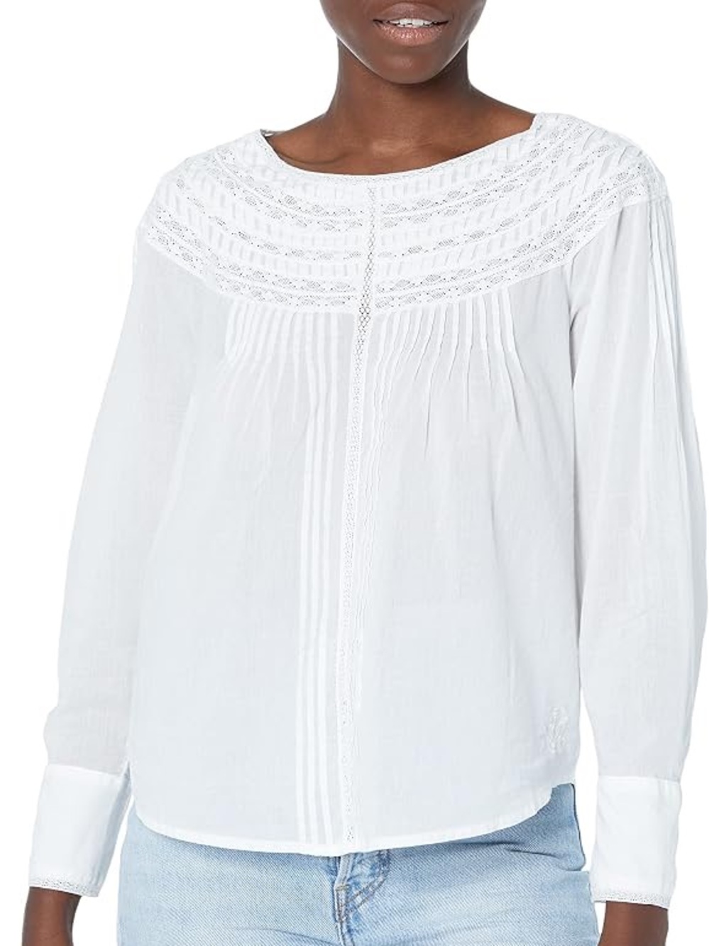 Rebecca Taylor Embroidered Yoke Peasant Blouse L